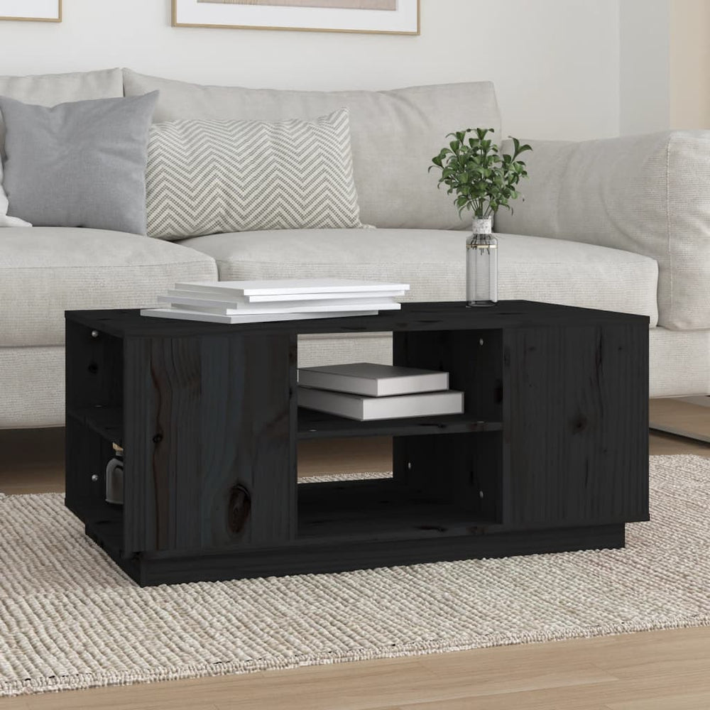 Schwarzer Couchtisch Kiefer Massivholz 90x49 cm