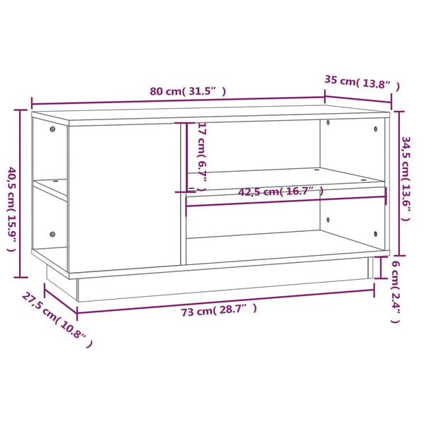 TV-Schrank Kiefer Massivholz 80 cm