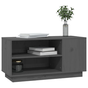 Grauer TV-Schrank Kiefer Massivholz 80cm
