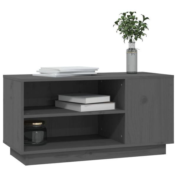 Grauer TV-Schrank Kiefer Massivholz 80cm