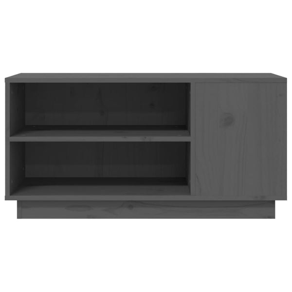 Grauer TV-Schrank Kiefer Massivholz 80cm