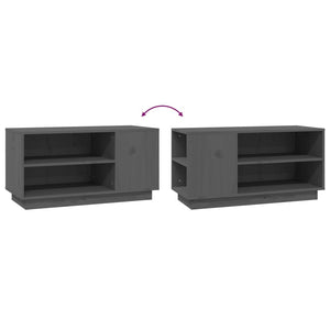 Grauer TV-Schrank Kiefer Massivholz 80cm