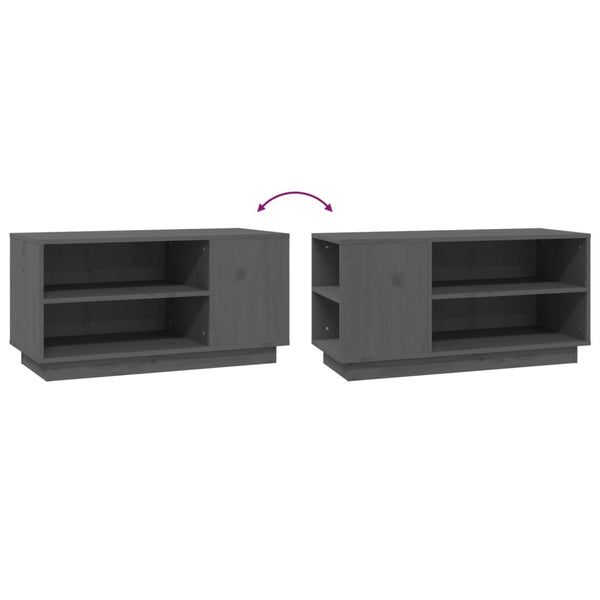 Grauer TV-Schrank Kiefer Massivholz 80cm