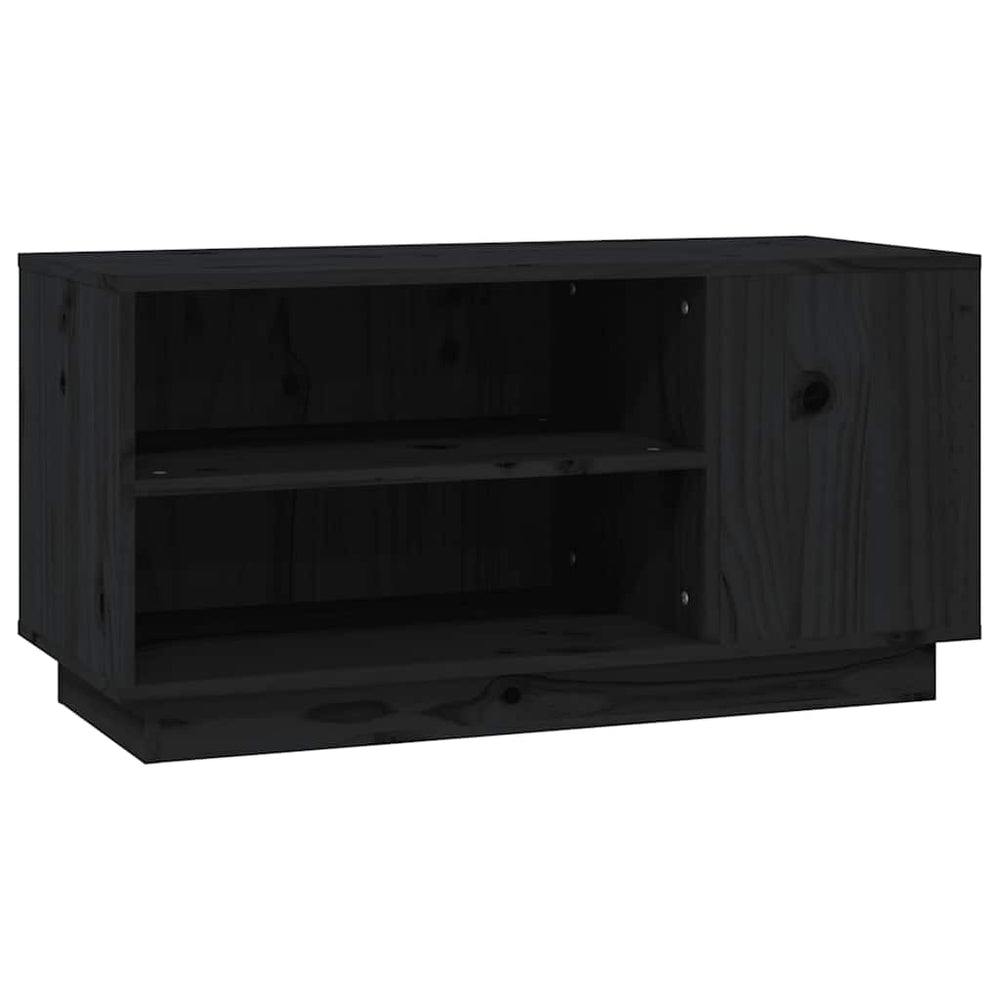 Schwarzer TV-Schrank Kiefer Massivholz 80cm