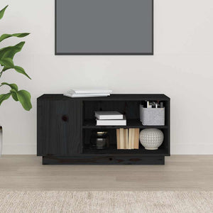 vidaXL Meuble TV Noir 80x35x40,5 cm Bois de pin massif