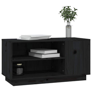 vidaXL Meuble TV Noir 80x35x40,5 cm Bois de pin massif