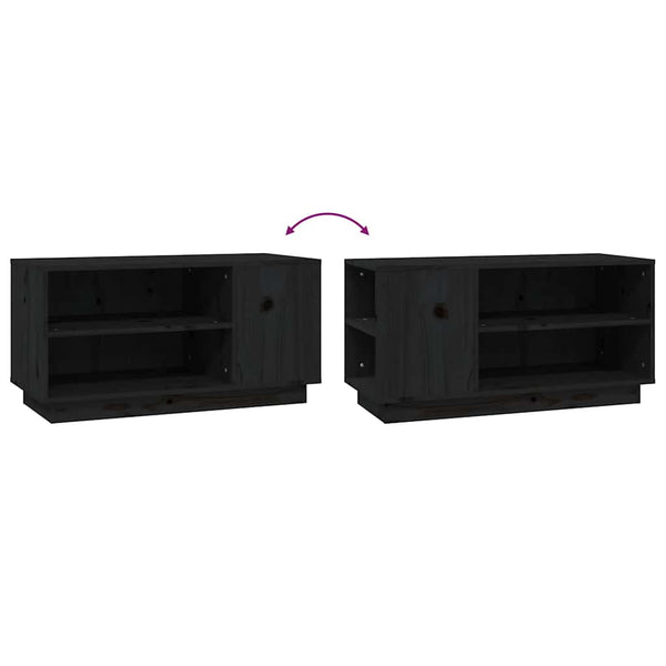 vidaXL Meuble TV Noir 80x35x40,5 cm Bois de pin massif