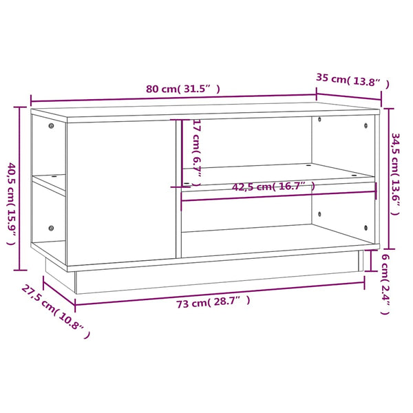 vidaXL Meuble TV Noir 80x35x40,5 cm Bois de pin massif