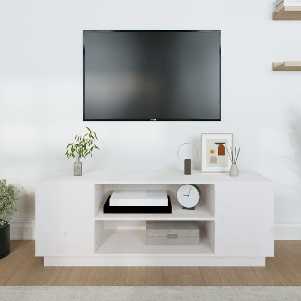 Weißer TV-Schrank Kiefer Massivholz 110cm