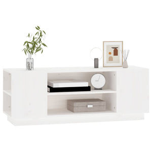 Weißer TV-Schrank Kiefer Massivholz 110cm