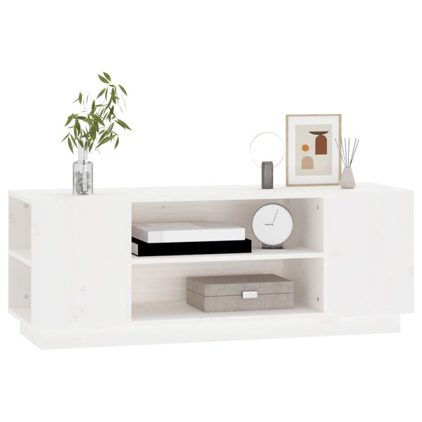 Weißer TV-Schrank Kiefer Massivholz 110cm