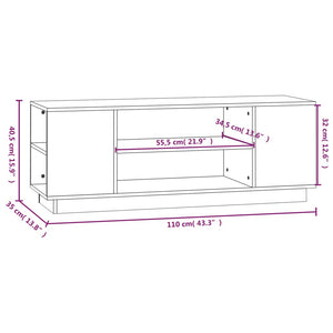 Weißer TV-Schrank Kiefer Massivholz 110cm