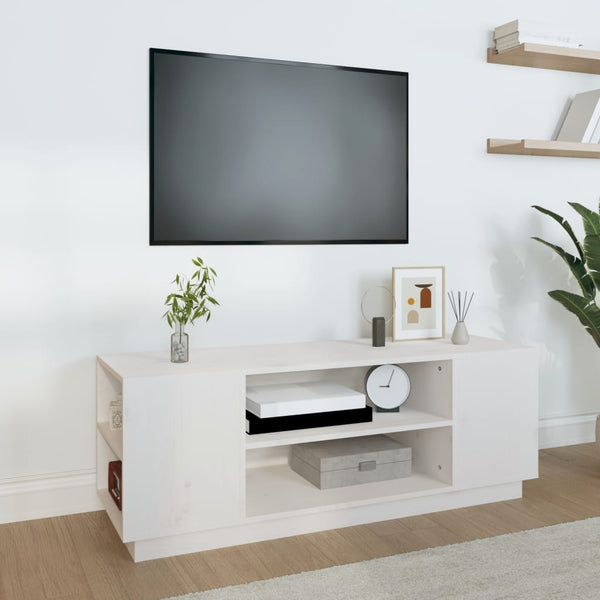 Weißer TV-Schrank Kiefer Massivholz 110cm