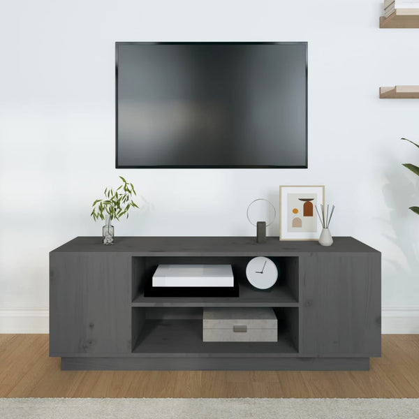 Grauer TV-Schrank 110 cm Kiefer Massivholz