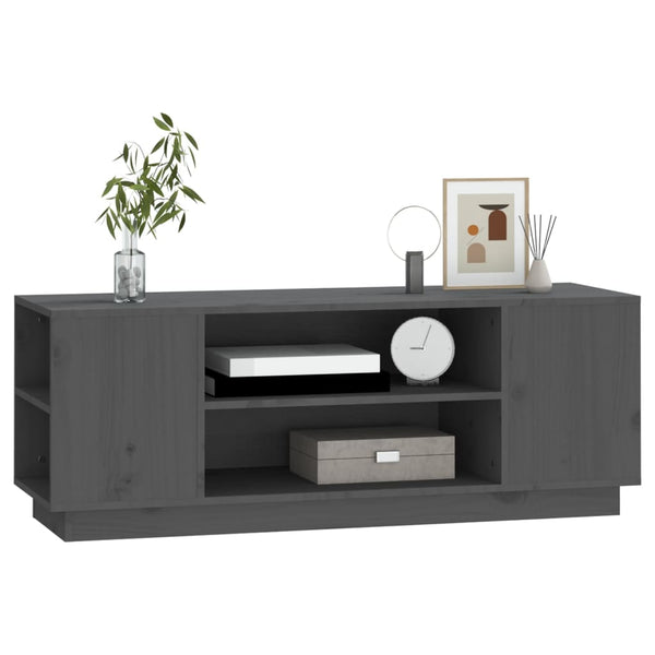 Grauer TV-Schrank 110 cm Kiefer Massivholz