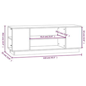 Grauer TV-Schrank 110 cm Kiefer Massivholz