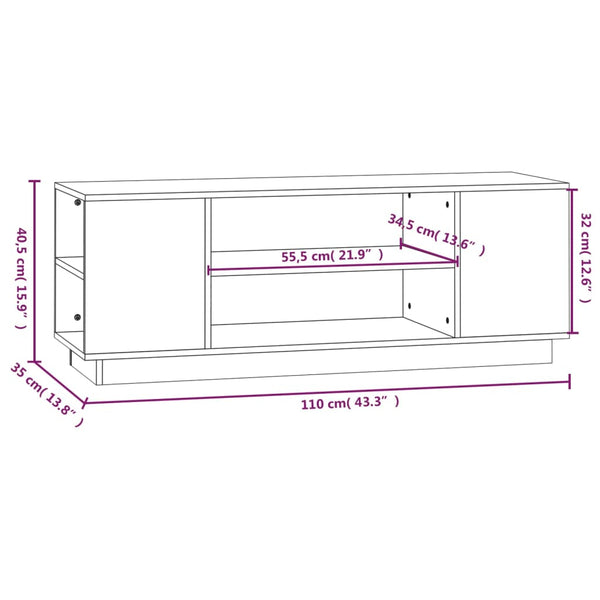 Grauer TV-Schrank 110 cm Kiefer Massivholz