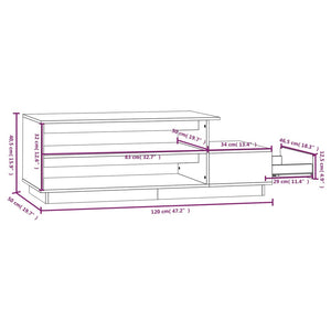 Grauer Couchtisch 120 cm Kiefer Massivholz