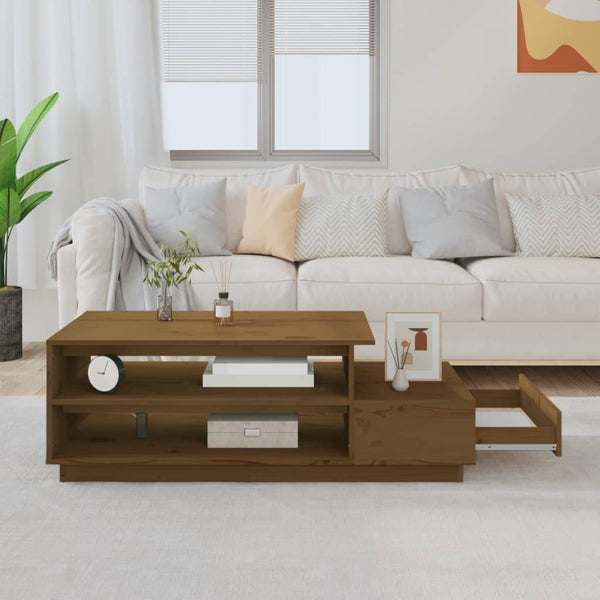 Honigbrauner Couchtisch Kiefer Massivholz 120 cm