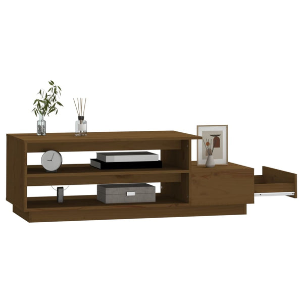 Honigbrauner Couchtisch Kiefer Massivholz 120 cm