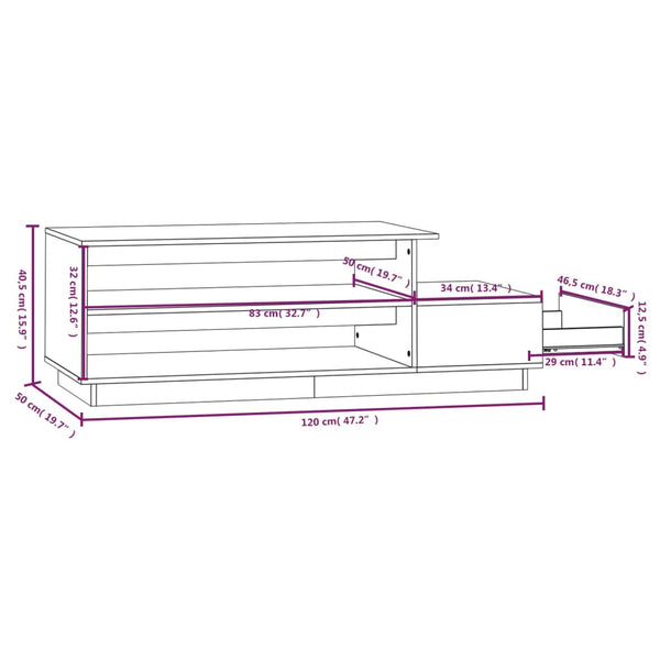 Honigbrauner Couchtisch Kiefer Massivholz 120 cm