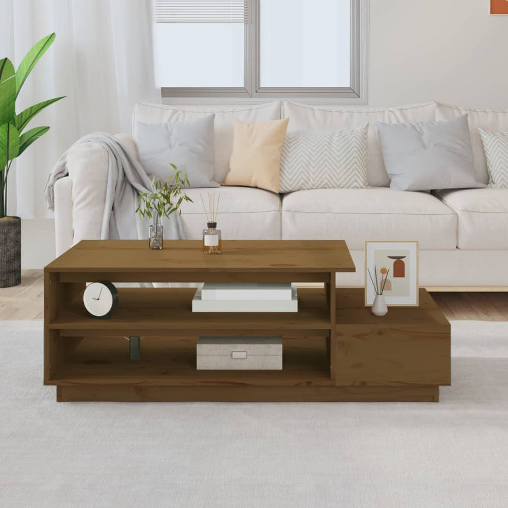 Honigbrauner Couchtisch Kiefer Massivholz 120 cm