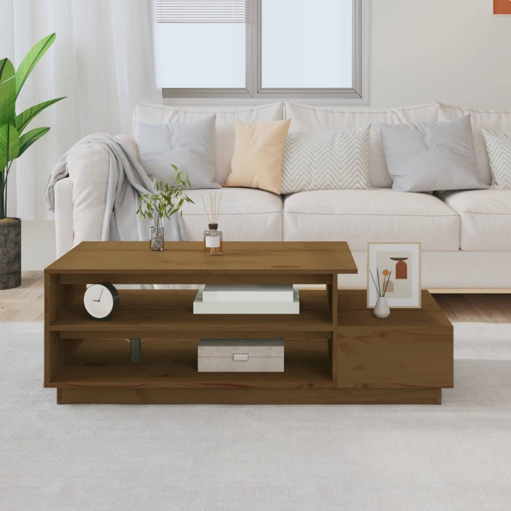 Honigbrauner Couchtisch Kiefer Massivholz 120 cm