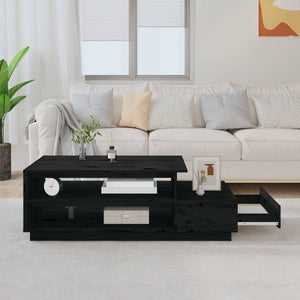 Schwarzer Couchtisch Kiefer Massivholz 120 cm