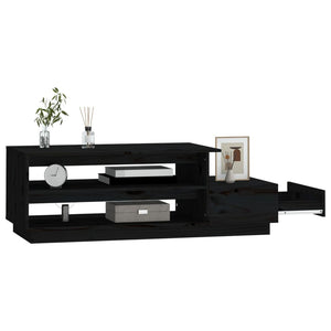 Schwarzer Couchtisch Kiefer Massivholz 120 cm