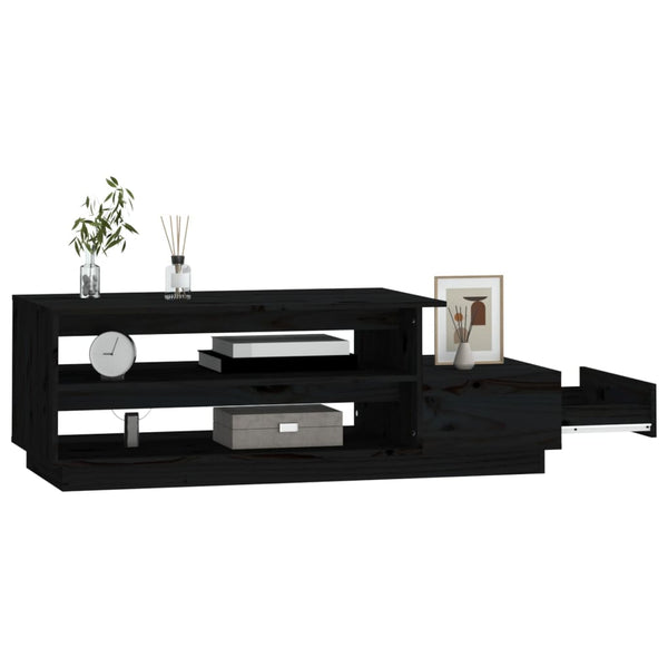 Schwarzer Couchtisch Kiefer Massivholz 120 cm