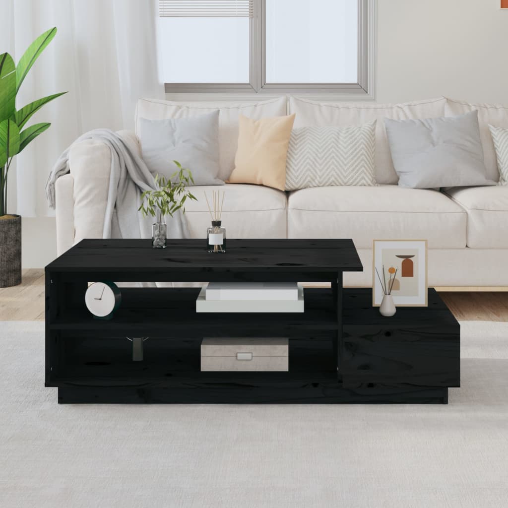 Schwarzer Couchtisch Kiefer Massivholz 120 cm