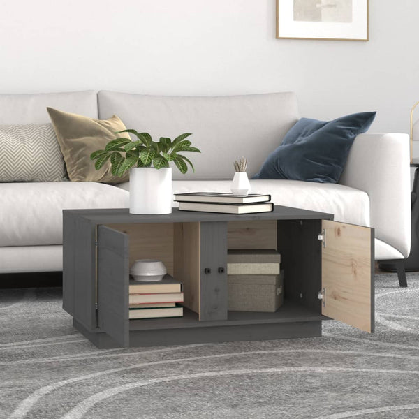 Grauer Couchtisch 80x50 cm Kiefer Massivholz