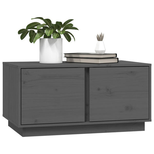 Grauer Couchtisch 80x50 cm Kiefer Massivholz