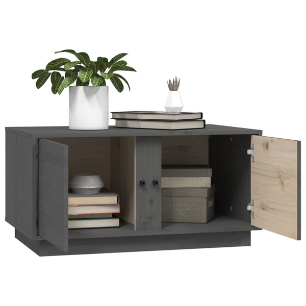 Grauer Couchtisch 80x50 cm Kiefer Massivholz
