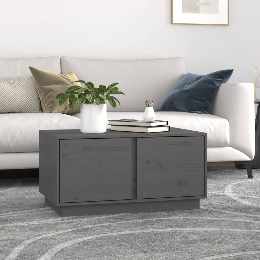 Grauer Couchtisch 80x50 cm Kiefer Massivholz