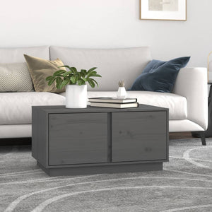 Grauer Couchtisch 80x50 cm Kiefer Massivholz