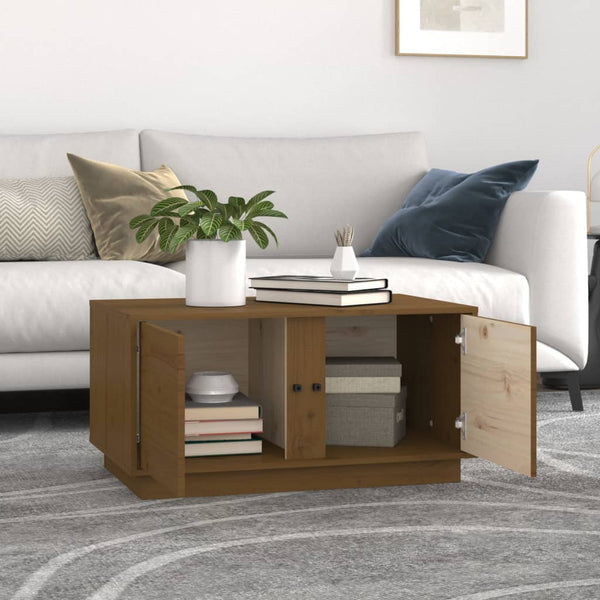 Couchtisch Honigbraun Kiefer Massivholz 80x50 cm