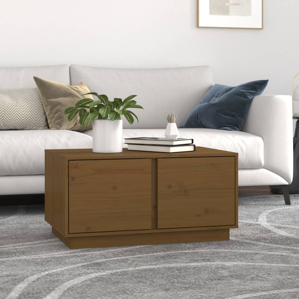 Couchtisch Honigbraun Kiefer Massivholz 80x50 cm
