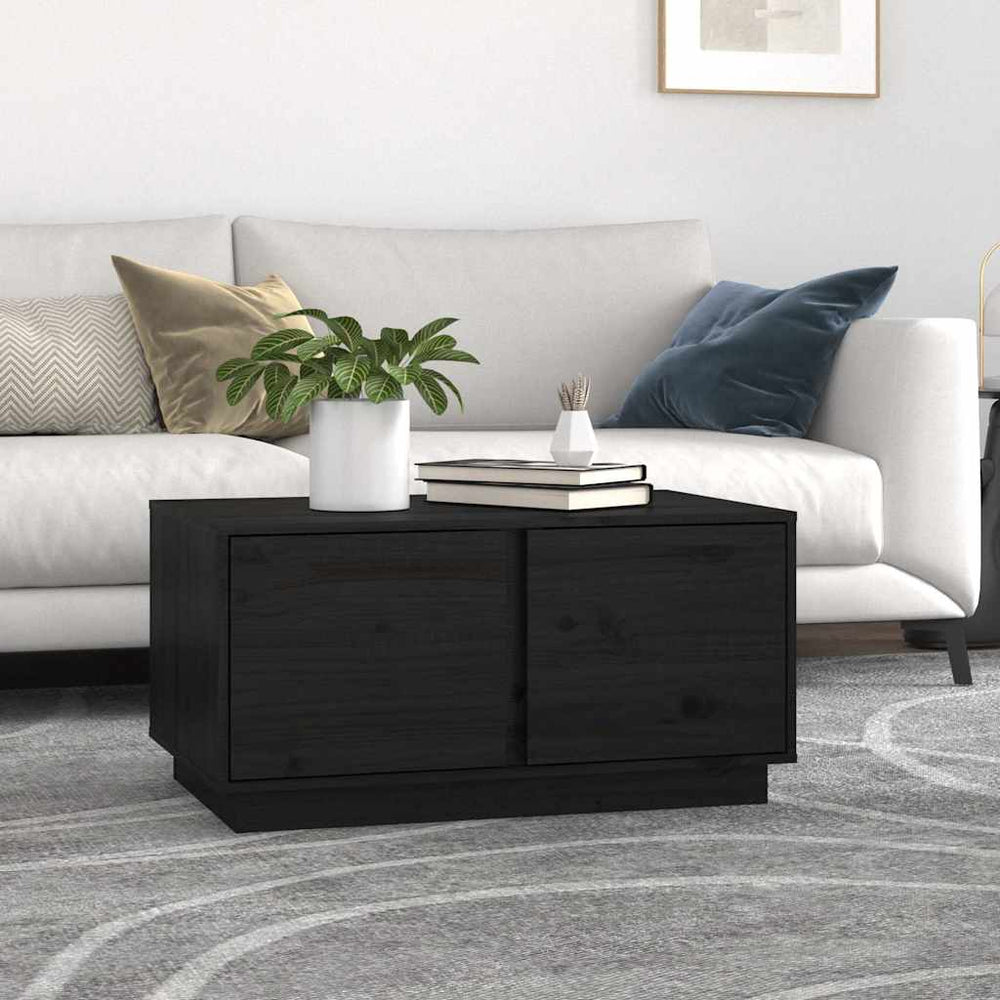 Schwarzer Couchtisch Kiefer Massivholz 80x50 cm