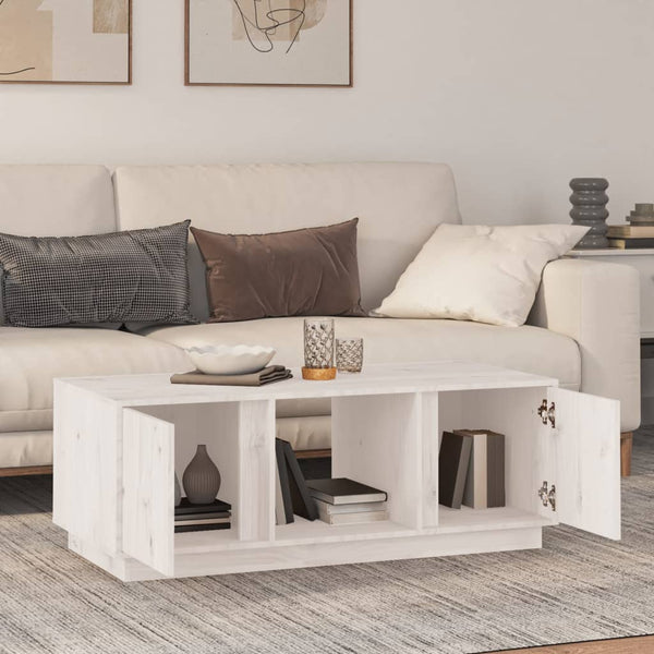 Weißer Couchtisch Kiefer Massivholz 110x50 cm