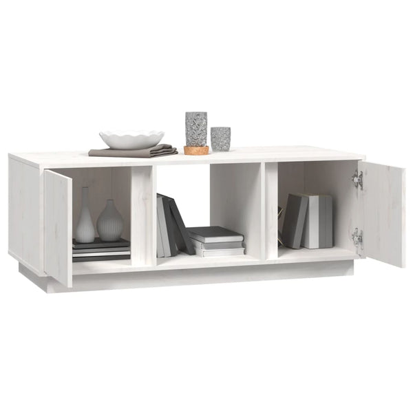 Weißer Couchtisch Kiefer Massivholz 110x50 cm