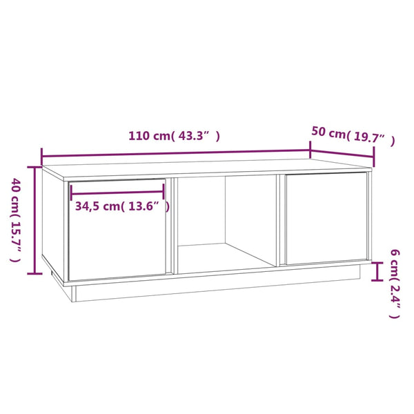 Weißer Couchtisch Kiefer Massivholz 110x50 cm