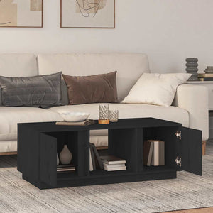 Schwarzer Couchtisch Kiefer Massivholz 110x50 cm