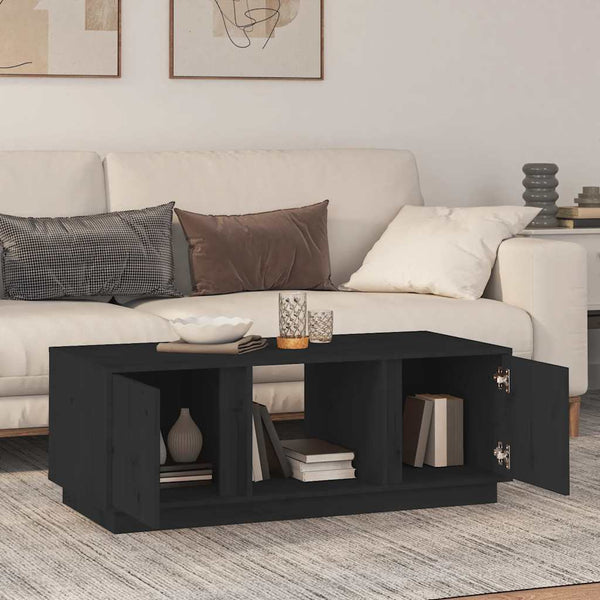 Schwarzer Couchtisch Kiefer Massivholz 110x50 cm