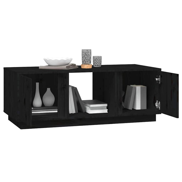 Schwarzer Couchtisch Kiefer Massivholz 110x50 cm