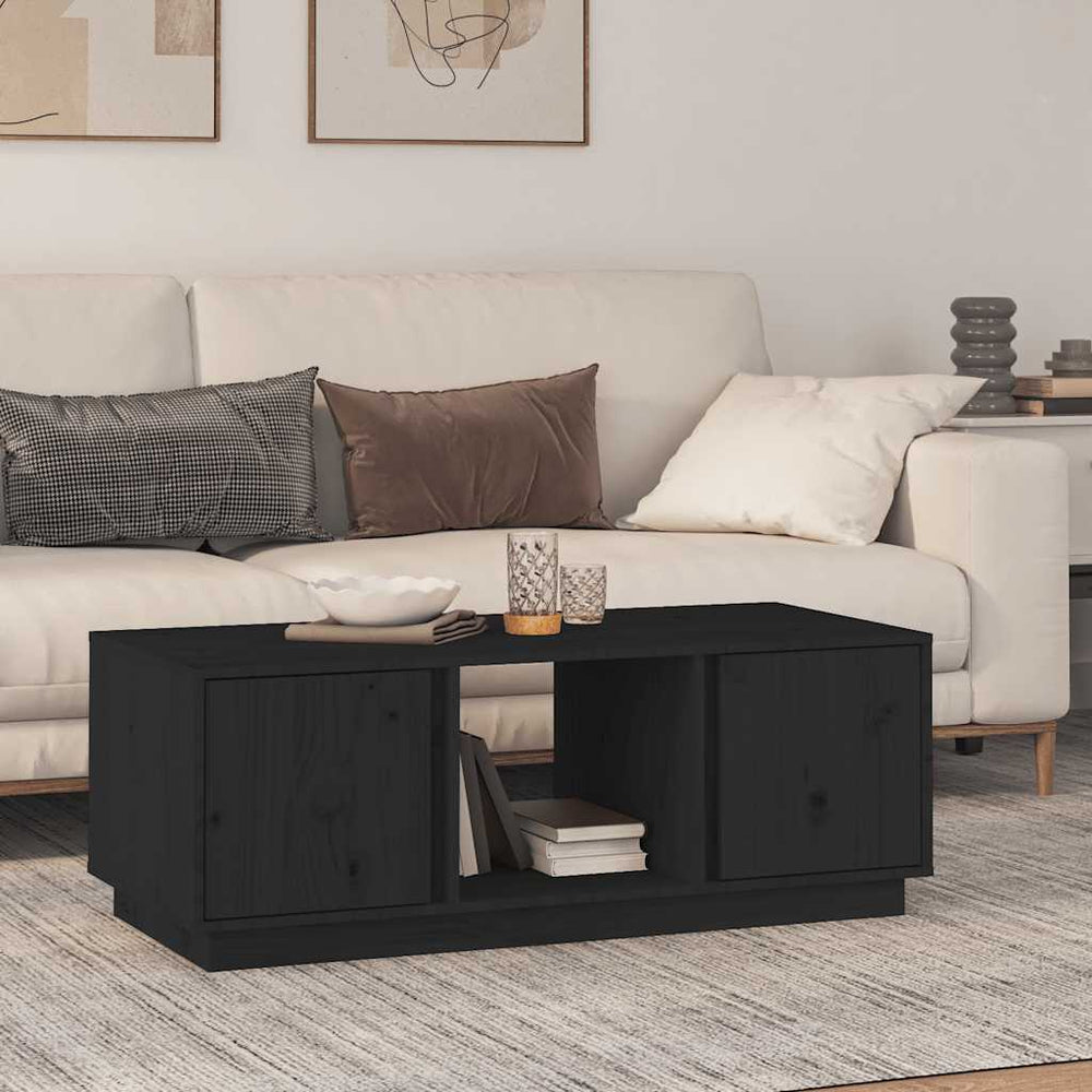 Schwarzer Couchtisch Kiefer Massivholz 110x50 cm