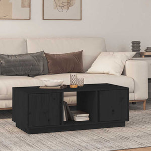 Schwarzer Couchtisch Kiefer Massivholz 110x50 cm