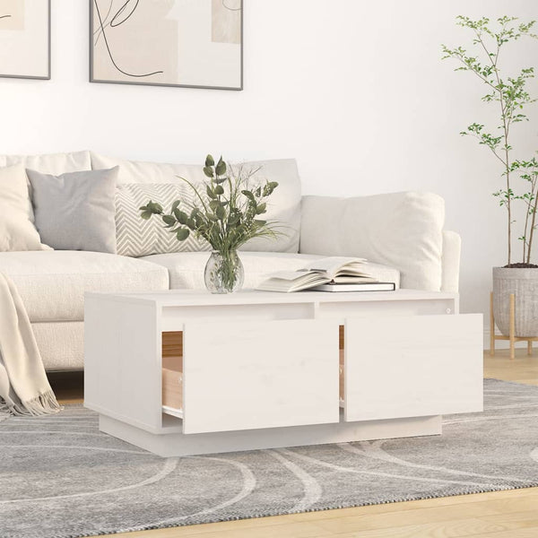 Couchtisch Weiß Kiefer Massivholz 80x50 cm
