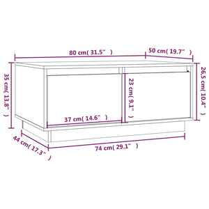 Couchtisch Weiß Kiefer Massivholz 80x50 cm