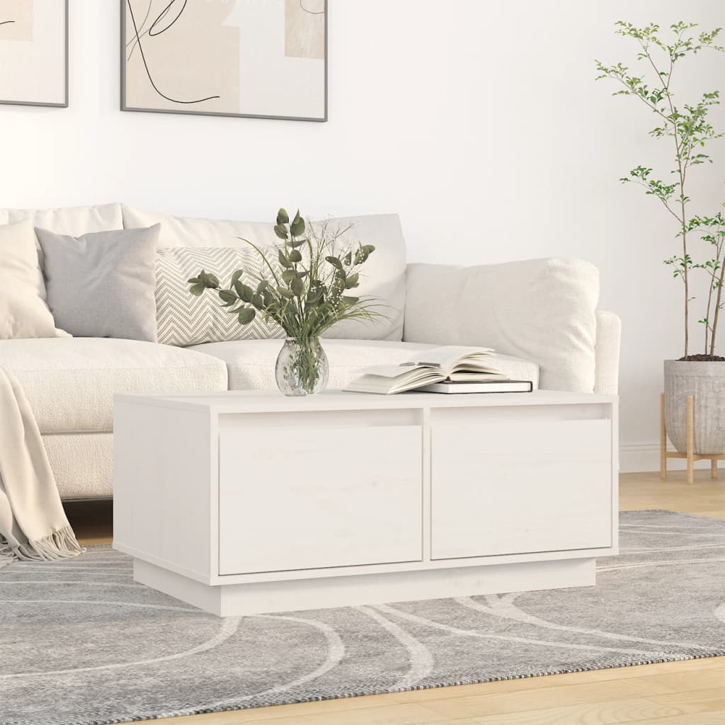 Couchtisch Weiß Kiefer Massivholz 80x50 cm